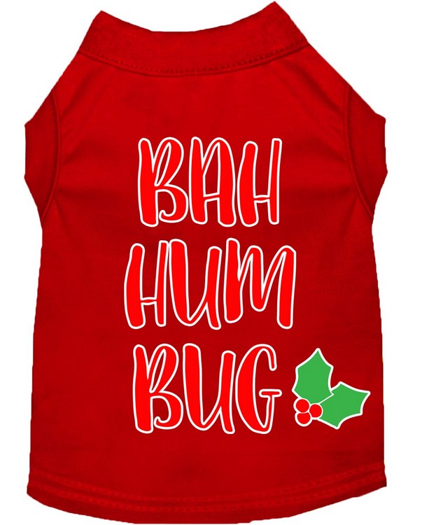 Bah Humbug Screen Print Dog Shirt Red XS